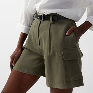 Simons Olive Green Cargo High-Rise Shorts